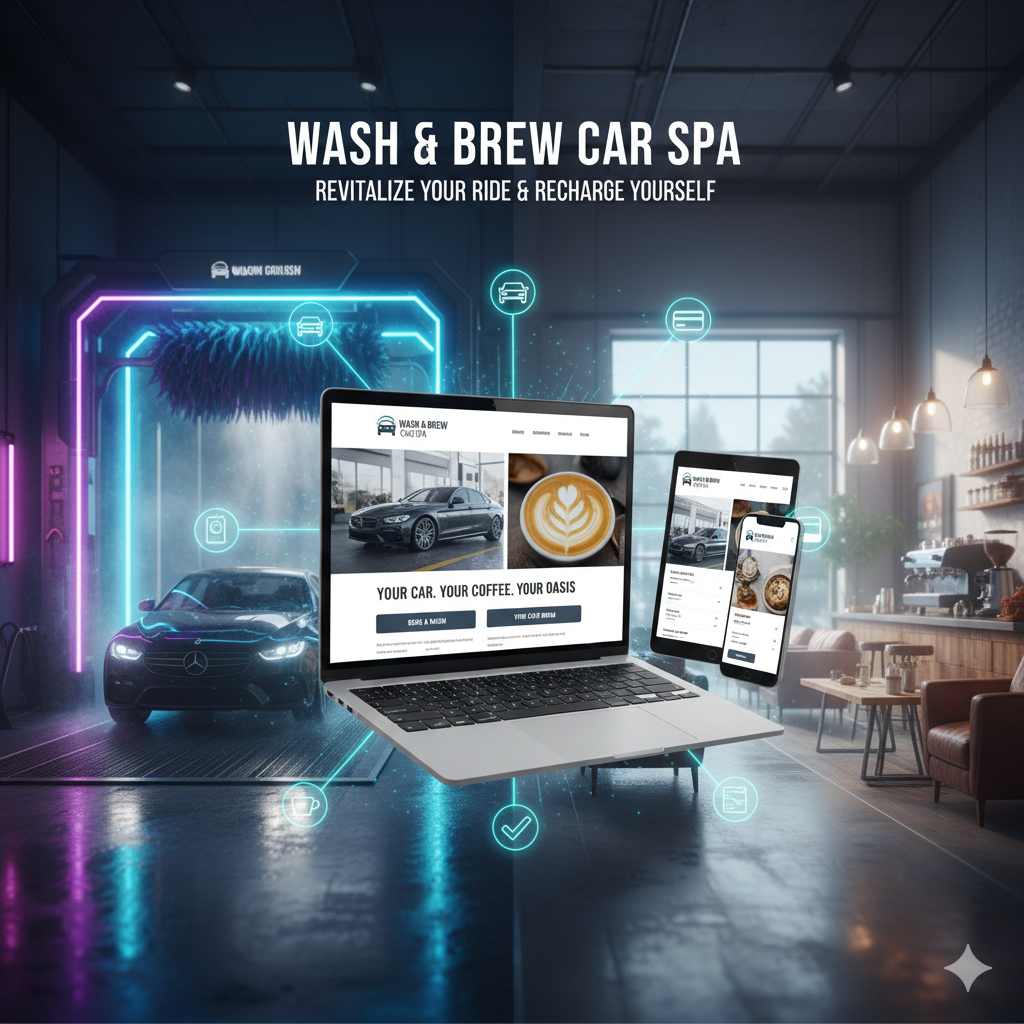 Car wash and cafe showcase