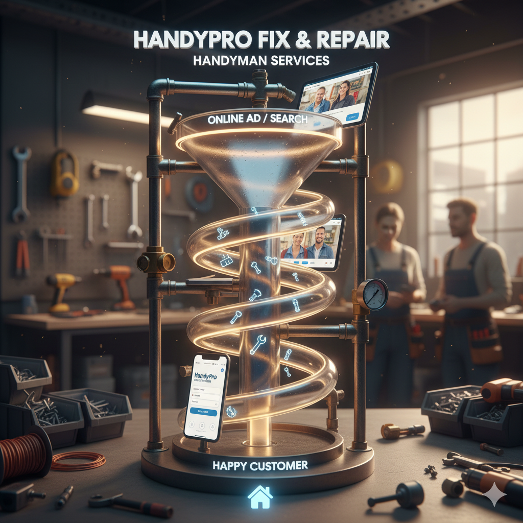 HandyPro spiral funnel leading to happy customer