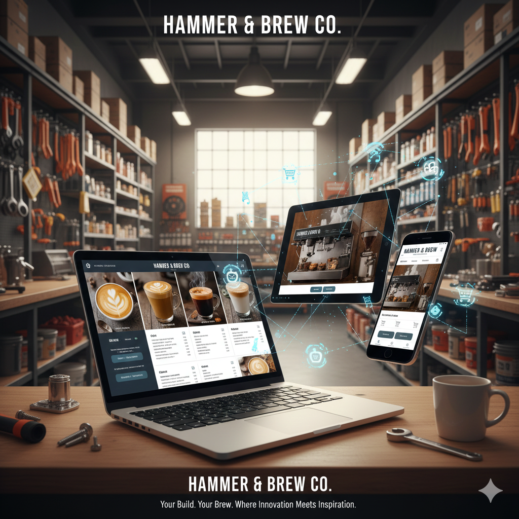 Hammer & Brew menu and ordering screens
