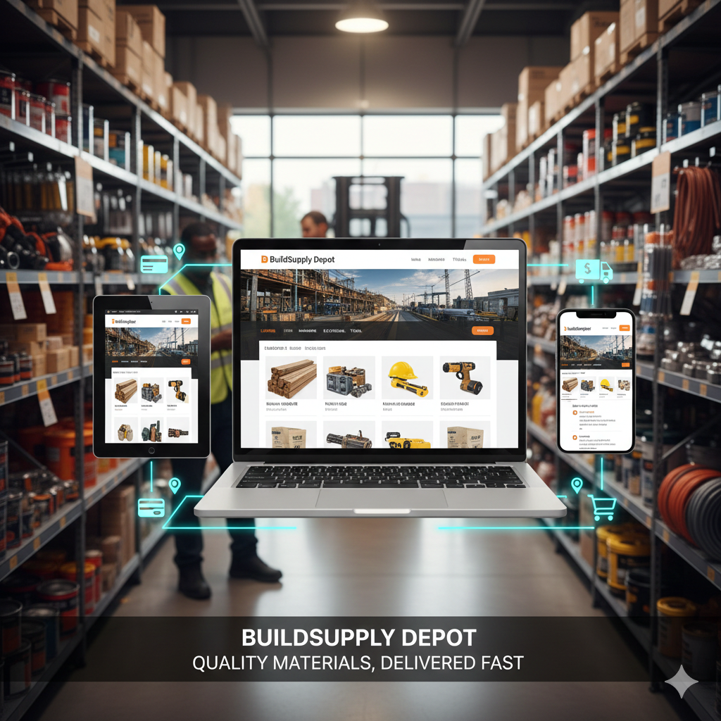 Hardware global logistics and e-commerce funnel mockup