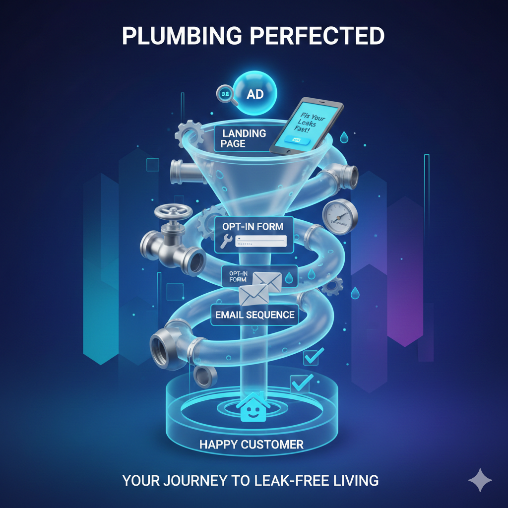 Plumbing funnel graphic for leak-free living