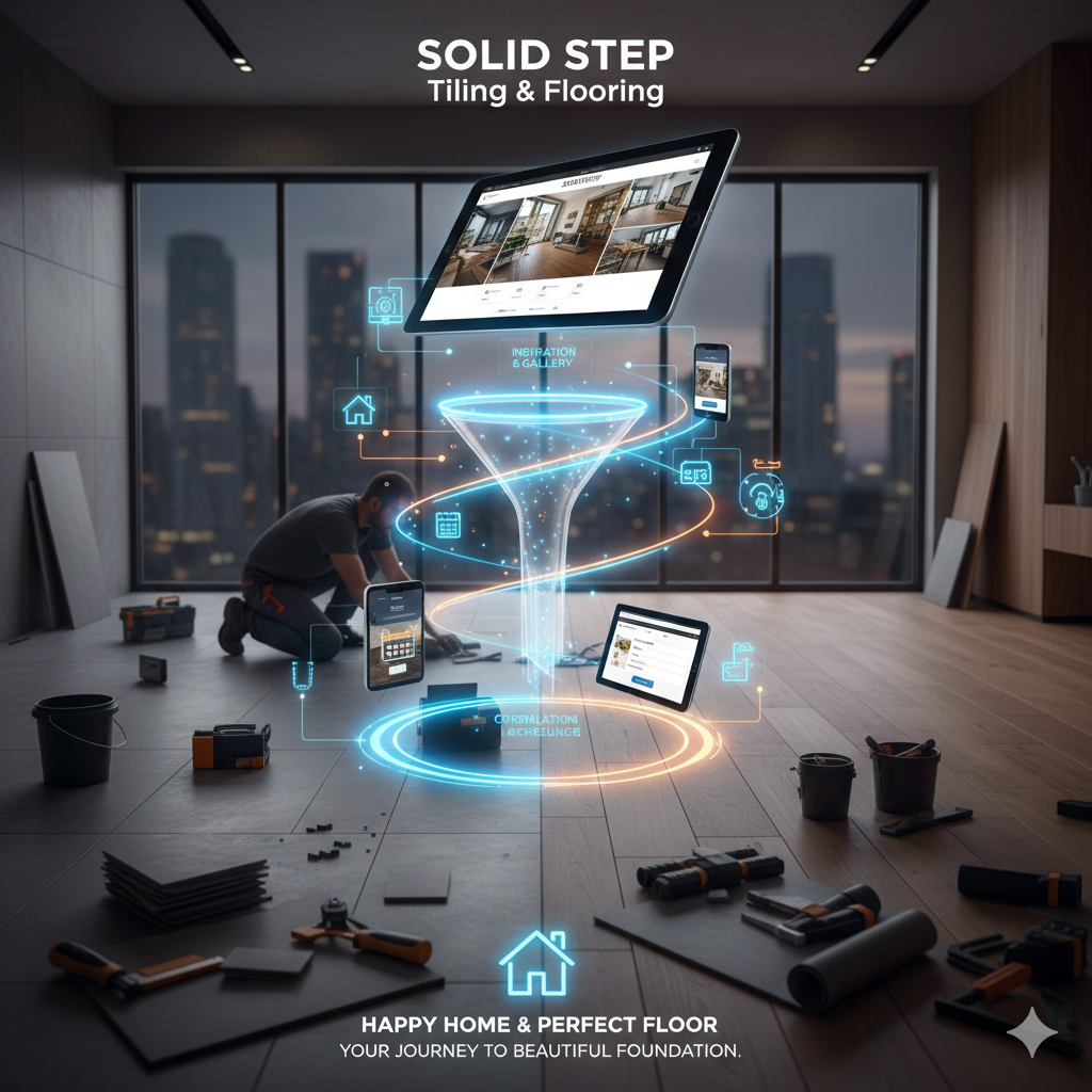 Solid Step tiling and flooring funnel mockup