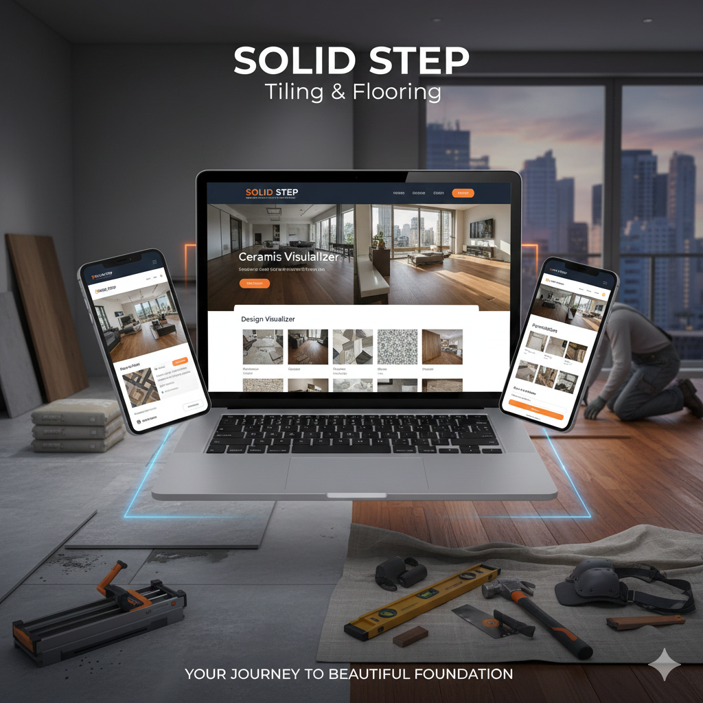 Solid Step tiling installation and layout mockup