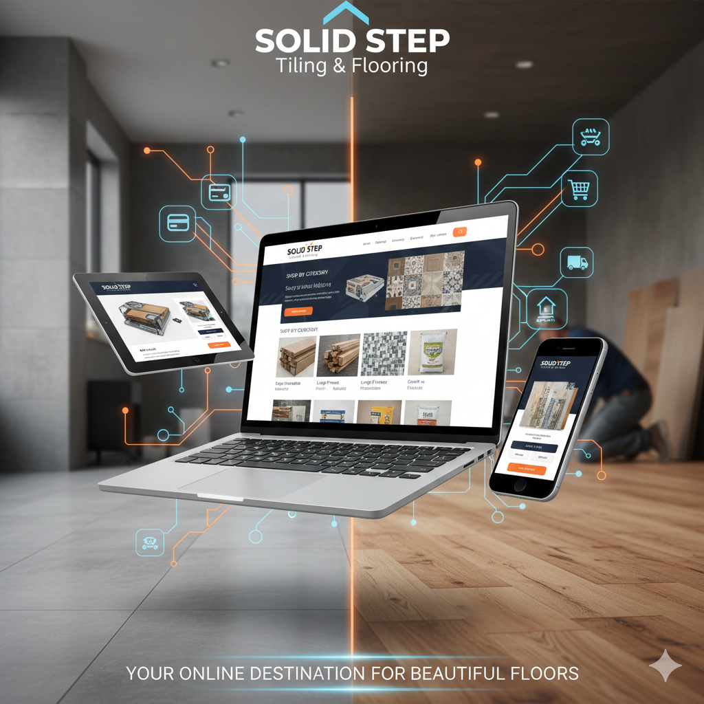 Solid Step flooring samples and showroom mockup
